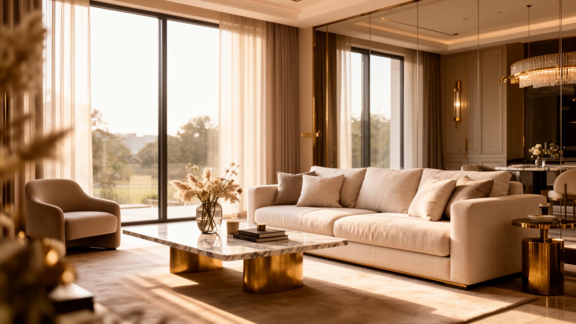 Modern luxury living room designed by TixOrbit LLC